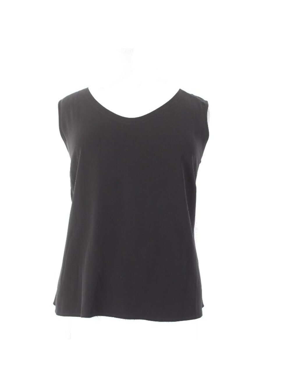 Eileen Fisher Top $138 Sz 2X Black Rounded Shell 100% Silk Top - Picture 1 of 11